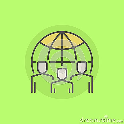 Global team colorful icon Vector Illustration