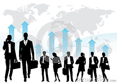 Global team - silhouettes Vector Illustration