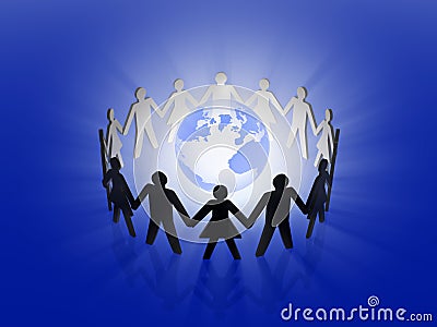 Global team work Cartoon Illustration