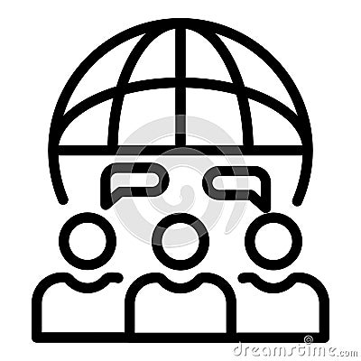 Global teamwork icon, outline style Vector Illustration