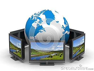Global telecommunication on white background Stock Photo