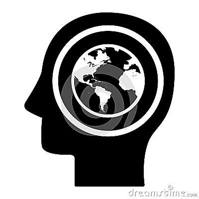 Global Thinking Icon Vector Illustration