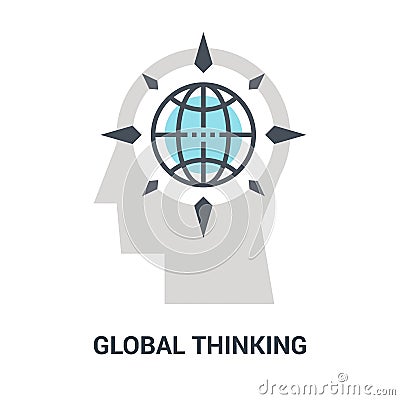 Global thinking icon concept Vector Illustration