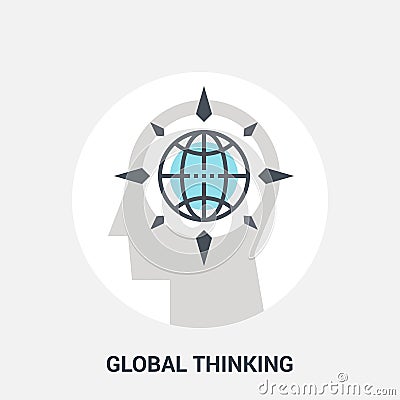 Global thinking icon concept Vector Illustration