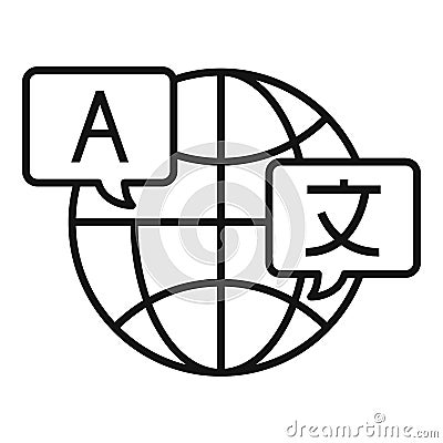 Global translation icon, outline style Vector Illustration