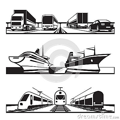 Global transportation set Vector Illustration