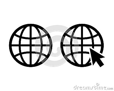 Website icon. earth global logo vector with pointer icon Vector Illustration