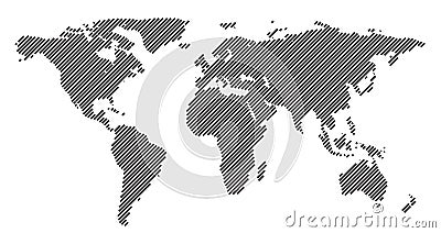 Global vector world map isolated on white background Vector Illustration