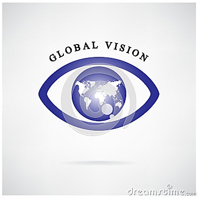 Global vision sign,eye icon,search symbol. Vector Illustration