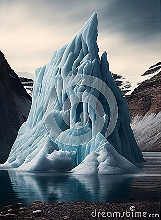 Global warming and climate change concept. Illustration of melting glaciers and icebergs. Generative AI Stock Photo