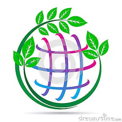 Green earth global warming save planet pollution free world design Vector Illustration