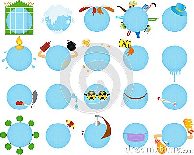 Global Warming Icons Stock Photo