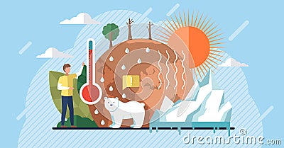 Global warming illustration, environment pollution. Change climate concept Vector Illustration