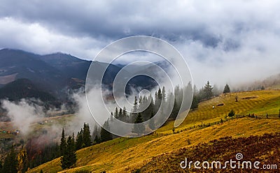 Global warming. mountain landscape. Clouds and fog Stock Photo