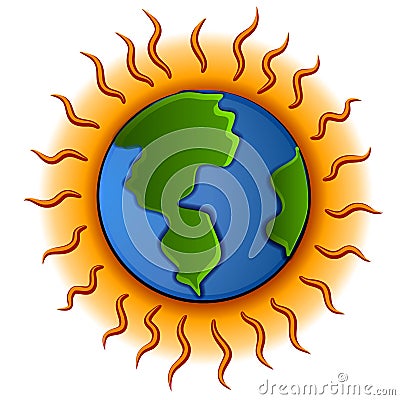 Global Warming Planet Earth Cartoon Illustration