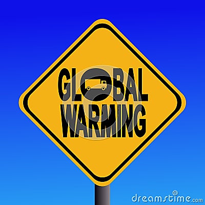 Global warming from truck sign Vector Illustration