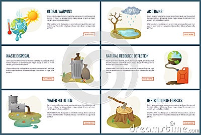 Global Warming and Climate Changes on Planet Web Vector Illustration