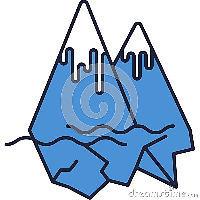 Global warning icon vector melting ocean iceberg Vector Illustration