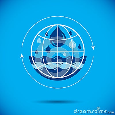 Global water circulation vector logotype for use in spa and resort organizations. Vector Illustration