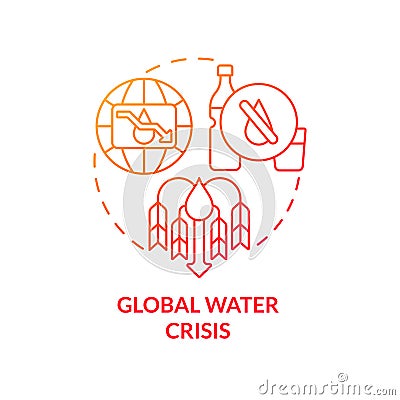 Global water crisis red gradient concept icon Vector Illustration