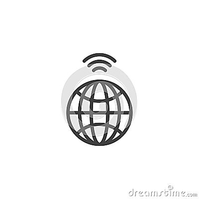 Global wireless internet connection line icon Vector Illustration