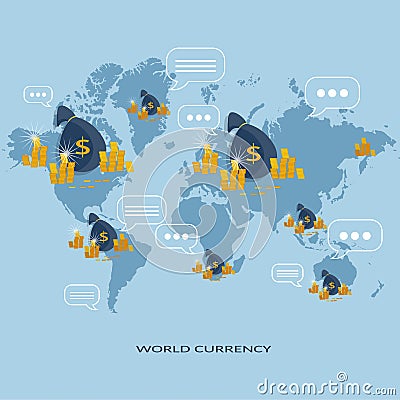 Global world finance concept investment business transactions Vector Illustration