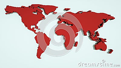 Global world map, 3d flat Earth map are on wall, globe worldmap symbol, 3d render computer generated background Stock Photo