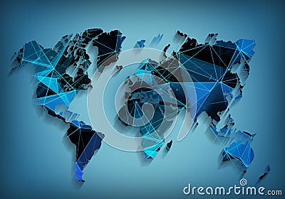 Global world map network technology. Social communications Cartoon Illustration