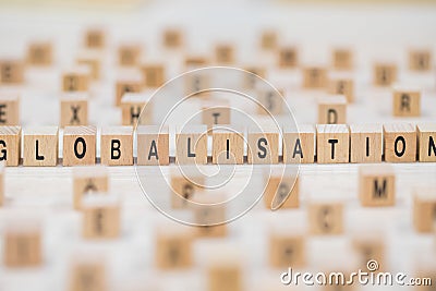 Globalisation wooden cubes background Stock Photo