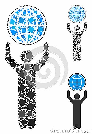 Globalist Composition Icon of Uneven Elements Vector Illustration