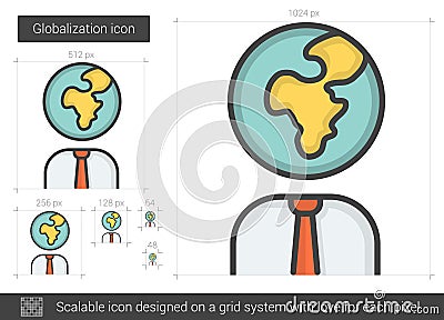 Globalization line icon. Vector Illustration