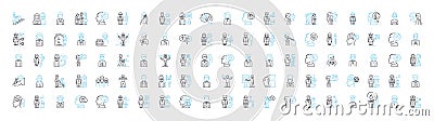 Globalization vector line icons set. globalization, internationalization, integration, unification, connectivity Vector Illustration