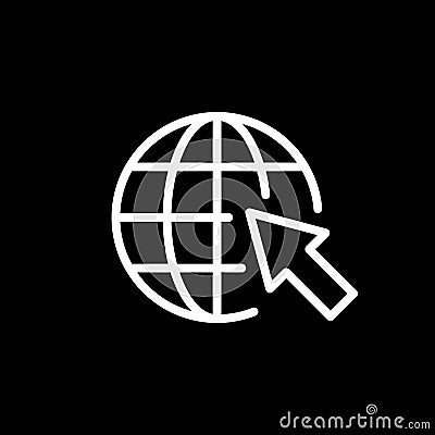 Globe and arrow line outline icon Vector Illustration