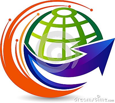 Globe arrow logo Vector Illustration