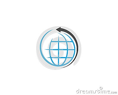 Globe With Arrows Round Line Icon Logo Design Vector Illustration