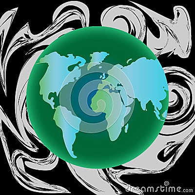 Globe on a background of an abstract image of cosmos. World environment day. Vector Illustration