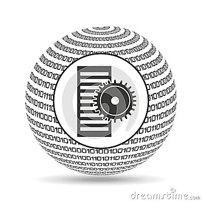 Globe binary concept data server gear Vector Illustration