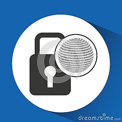 Globe binary concept padlock security Vector Illustration