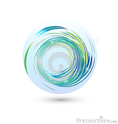 Globe blue spiral abstract waves icon Vector Illustration