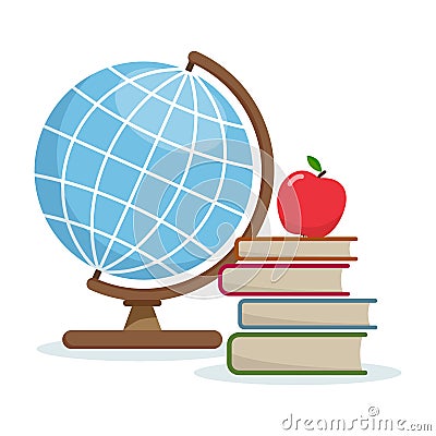 Globe and books Vector Illustration