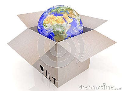 Globe and box. Stock Photo