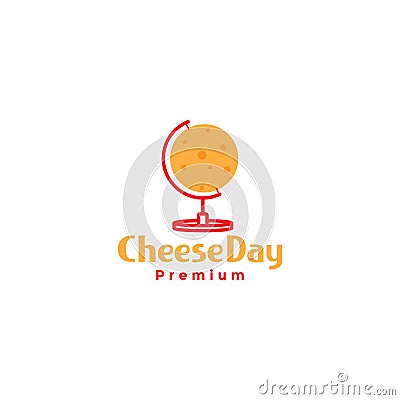 Globe with cheese logo symbol icon vector graphic design illustration idea creative Vector Illustration