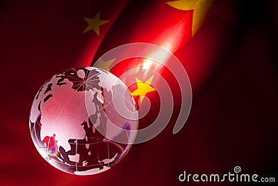 Globe and China Flag Stock Photo