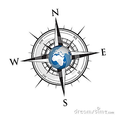 Globe on a compass Vector Illustration