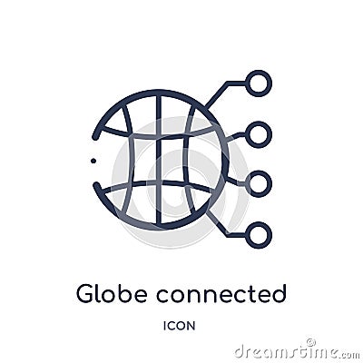 globe connected circuit icon from technology outline collection. Thin line globe connected circuit icon isolated on white Vector Illustration