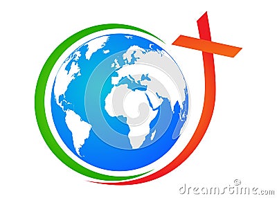 Globe with cross Vector Illustration