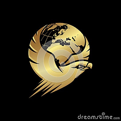 globe and eagle head logo design vector business concept Vector Illustration