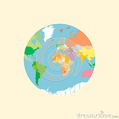 globe earth continent africa and europe isolated white background, flat style Stock Photo