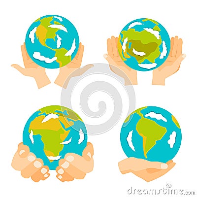 Globe earth in hand icon vector illustration. Vector Illustration