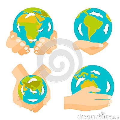 Globe earth in hand icon vector illustration. Vector Illustration